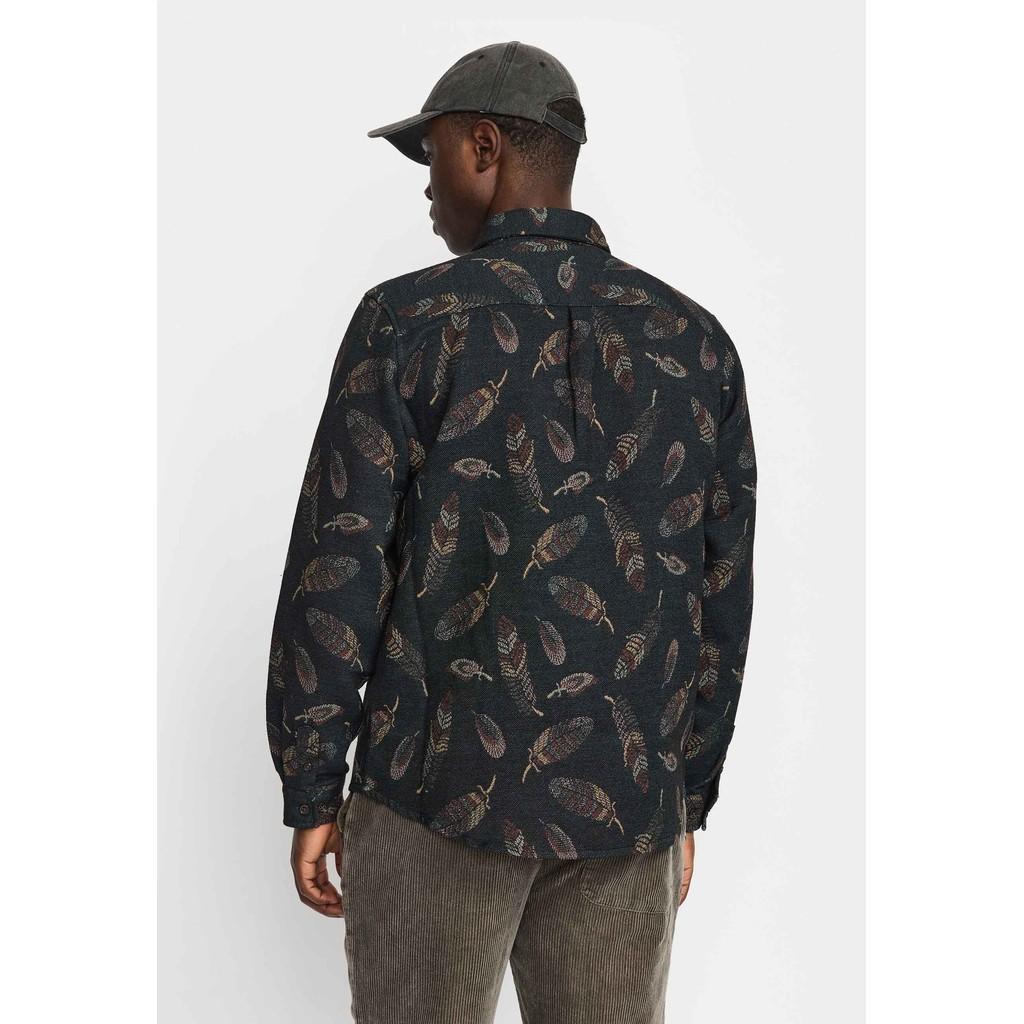 Revolution Jacquard Feather Pattern Hemd Herren dunkelgrün